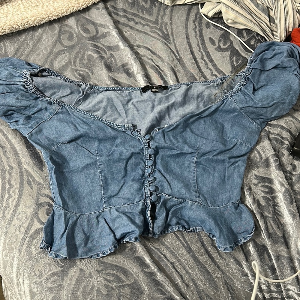 Off the shoulder denim crop top